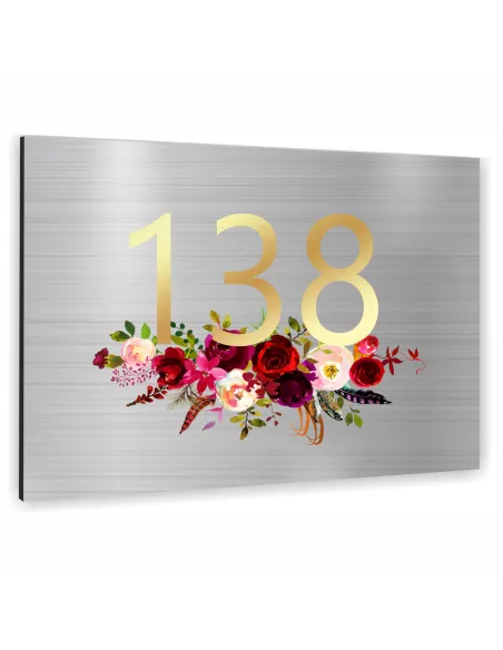 Tabliczka 30x20cm Adresowa Aluminiowa Srebrna Kwiatami