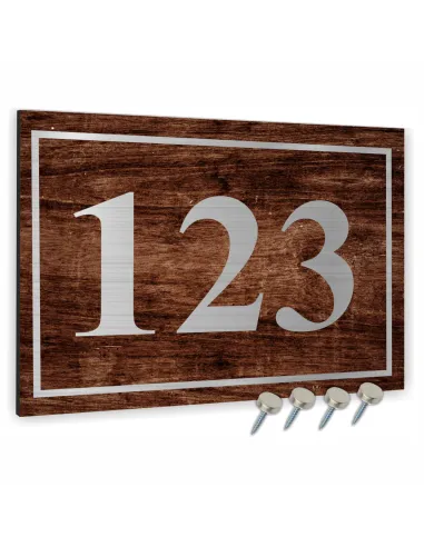 Tablica z Numerem Domu Adresowa z Motywem Drewna 30x20cm
