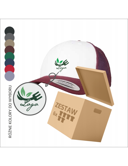Czapka z daszkiem PERSONALIZOWANY HAFT Twój projekt Twoje logo 6 sztuk