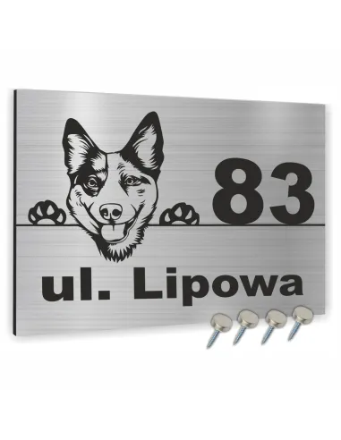 Tablica Adresowa Metal Numer Domu Posesji Motywem Psa