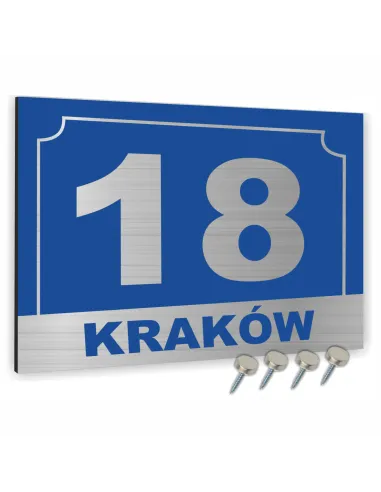 Tabliczka 30x20 cm Tablica Adresowa Aluminiowa Niebieski