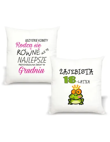 Foto Poduszka Prezent na Urodziny Żajebista 18 z Nadrukiem