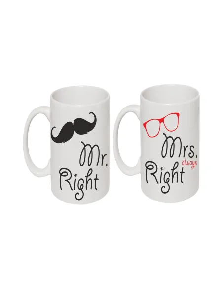 Kubek z Nadrukiem Mr. Right Mrs. Always Right Foto Kubki