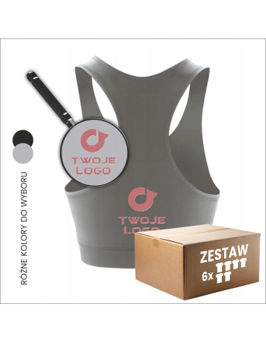Top damski sportowy do biegania z haftem TWOJA GRAFIKA logo firmy 6 sztuk