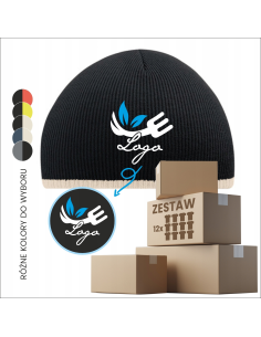 Personalizowana czapka zimowa TWOJA GRAFIKA logo firmy REKLAMA 12 sztuk