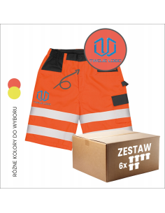 Męskie szorty robocze odblaskowe z haftem TWOJE LOGO twój projekt 6 sztuk