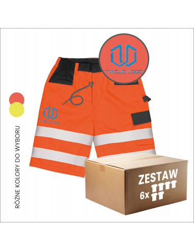 Męskie szorty robocze odblaskowe z haftem TWOJE LOGO twój projekt 6 sztuk