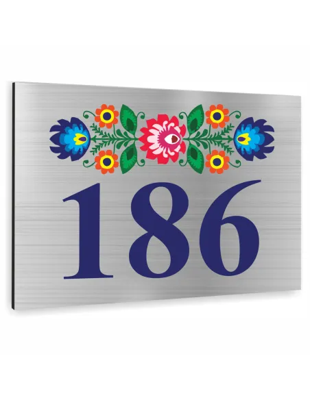 Tabliczka 30x20 cm Numer Budynek Dom Inox Motyw Ludowy