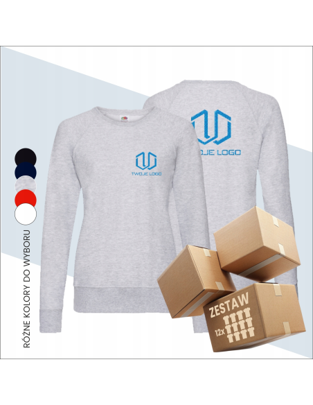 Raglan damska bluza Twoje logo Lightweight Basic Haft 12 sztuk