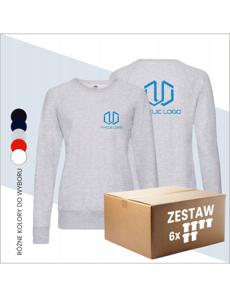 Lekka damska bluza raglan Własny haft Personalizacja Basic Haft 6 sztuk