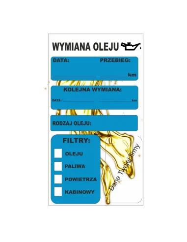 Naklejki 500 sztuk Warsztatowe Serwisowe Wymiana Oleju