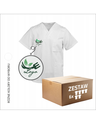 Unisex tunika Personalizacja Haft Reklama Logo firmy Kieszeń 6 sztuk