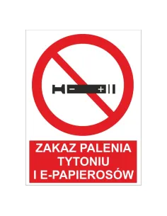Naklejka Zakaz Palenia Tytoniu i E – Papierosów 15x10 cm