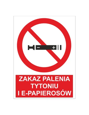 Naklejka Zakaz Palenia Tytoniu i E – Papierosów 15x10 cm