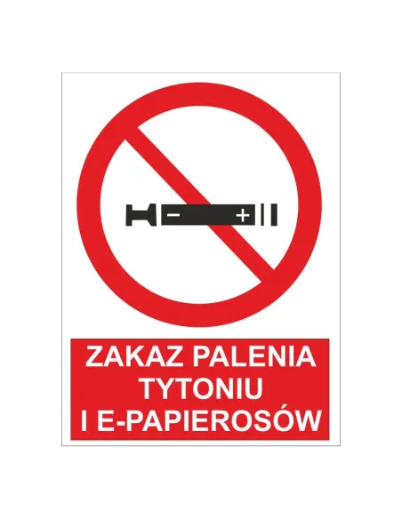 Naklejka Zakaz Palenia Tytoniu i E – Papierosów 15x10 cm