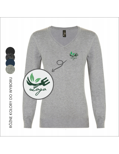 Elegancki sweter damski z haftem | Odzież firmowa | Logo 12szt