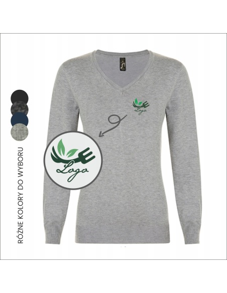 Elegancki sweter damski z haftem | Odzież firmowa | Logo 12szt