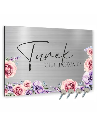 Tabliczka 40x30 cm Adresowa Aluminiowa Kolorowa Kwiatami