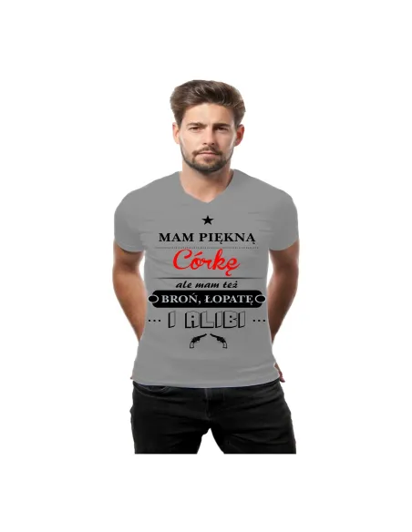 Koszulka z Nadrukiem Mam Piękną Córkę Ale Mam Też Broń