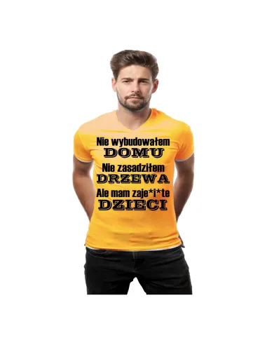 Koszulka dla Mężczyzny z Nadrukiem Nie Wybudowałem Domu