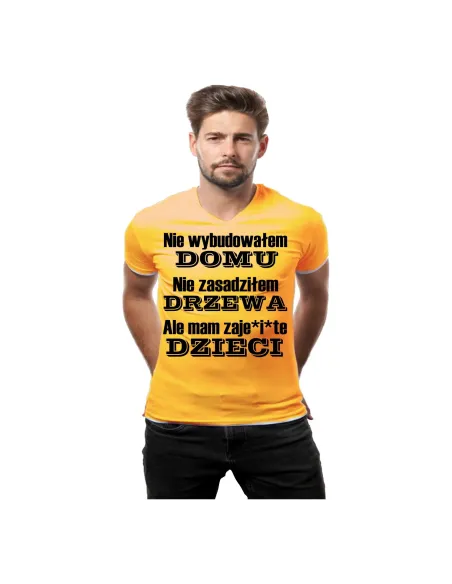 Koszulka dla Mężczyzny z Nadrukiem Nie Wybudowałem Domu