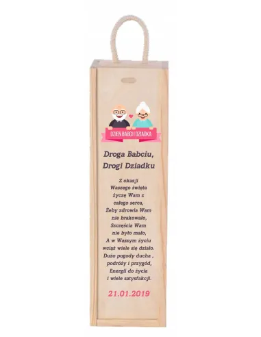 Skrzynka na Wino Prezent na Dzień Babci i Dziadka Pudełku