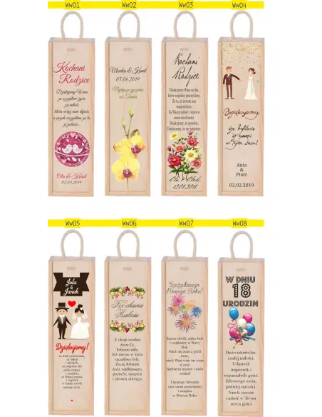 Skrzynka na Wino Podziękowanie Rodziców Pudełko Alkohol