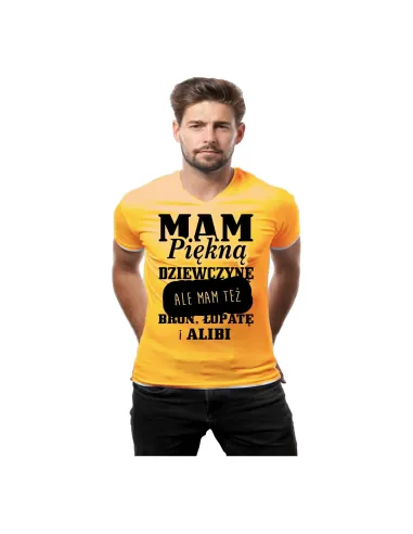 Koszulka z Nadrukiem Mam Piękną Dziewczynę Ale Też Broń