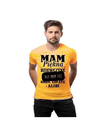 Koszulka z Nadrukiem Mam Piękną Dziewczynę Ale Też Broń