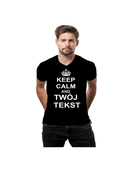 Koszulka z Nadrukiem – Keep Calm And Twój Tekst Reklamowy