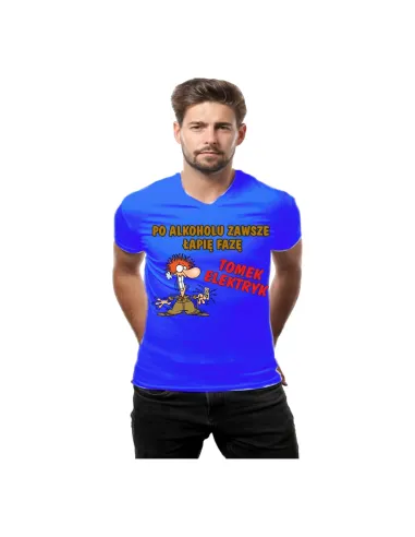 Koszulka z Nadrukiem po Alkoholu Zawsze Łapię Fazę Tomek