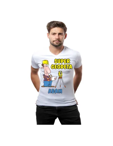 Koszulka z Nadrukiem Geodeta Super Geodeta Personalizowany
