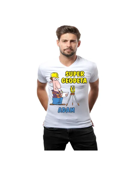 Koszulka z Nadrukiem Geodeta Super Geodeta Personalizowany