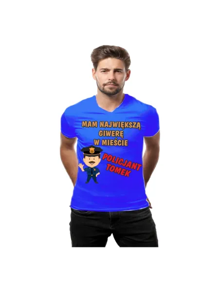 Koszulka z Nadrukiem Mam Największą Giwerę w Mieście