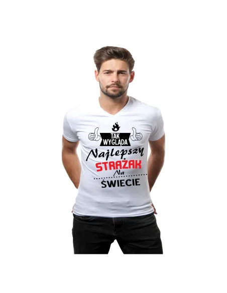 Koszulka z Nadrukiem Tak Wygląda Najlepszy Strażak Świecie