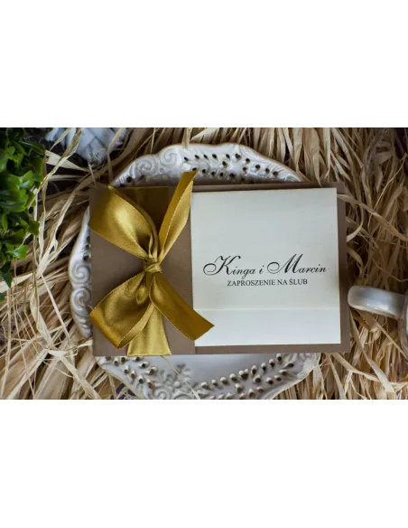Eleganckie Złoto Perłowe Zaproszenia Ślubne na Wesele