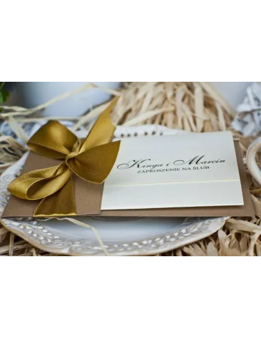 Eleganckie Złoto Perłowe Zaproszenia Ślubne na Wesele