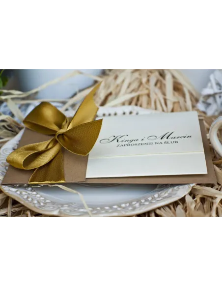 Eleganckie Złoto Perłowe Zaproszenia Ślubne na Wesele