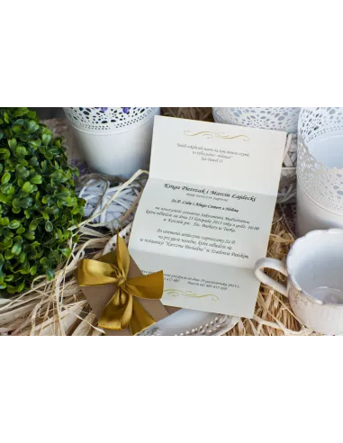 Eleganckie Złoto Perłowe Zaproszenia Ślubne na Wesele