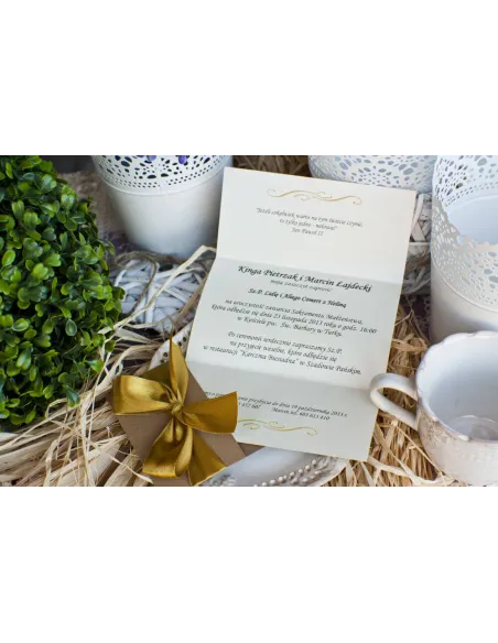 Eleganckie Złoto Perłowe Zaproszenia Ślubne na Wesele
