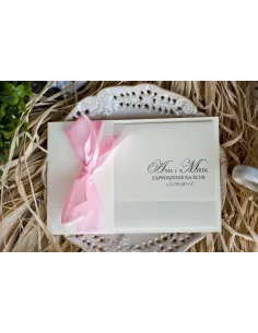 Zaproszenia Glamour na Ślub – Perłowo Różowe z Papierem