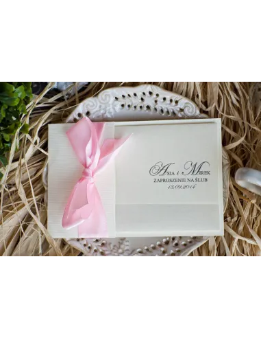 Zaproszenia Glamour na Ślub – Perłowo Różowe z Papierem