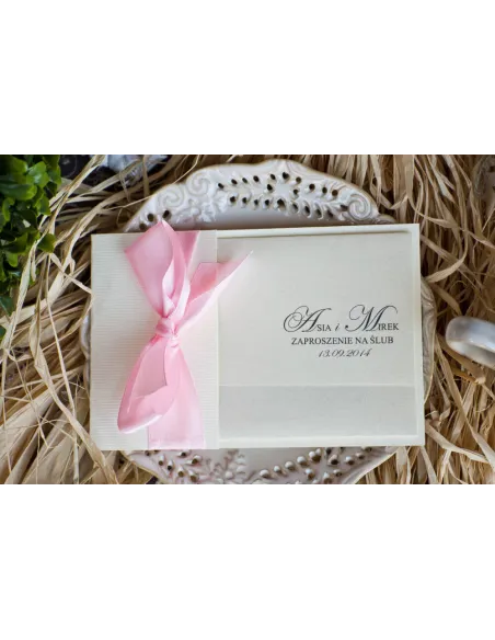 Zaproszenia Glamour na Ślub – Perłowo Różowe z Papierem