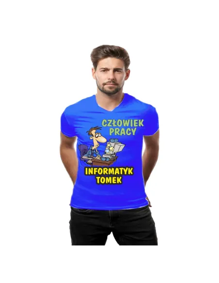 Koszulka z Nadrukiem – Człowiek Pracy Informatyk Reklamowy