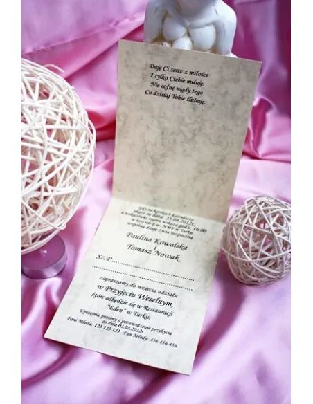 Zaproszenia Ślubne na Ślub Kartka z Kalendarza Marmurek