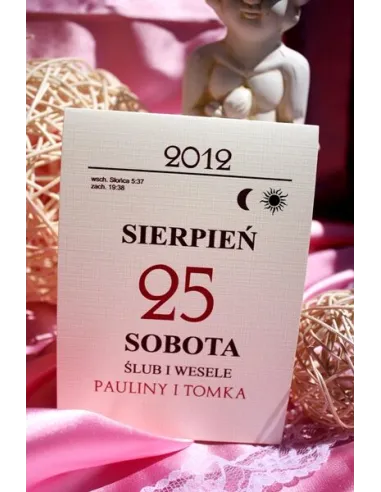 Zaproszenia Ślubne Minimalistyczne Kartka z Kalendarza