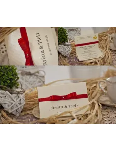 Zaproszenia – Ślubne Perłowe Glamour Wstążką Ornamentem