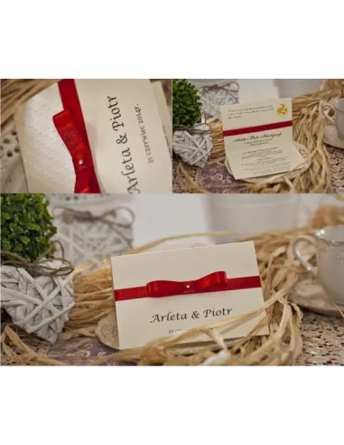 Zaproszenia – Ślubne Perłowe Glamour Wstążką Ornamentem