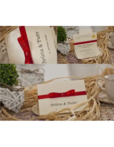 Zaproszenia – Ślubne Perłowe Glamour Wstążką Ornamentem