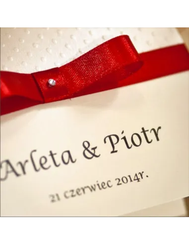 Zaproszenia – Ślubne Perłowe Glamour Wstążką Ornamentem